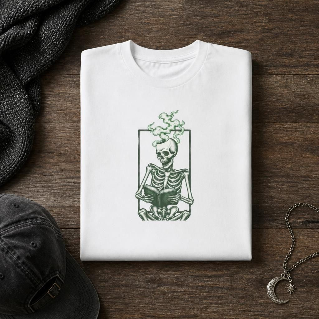 Reading Skeleton - Spooky Season T-Shirt