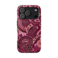 Paisley Tough Phone Case — Protective Floral Pattern iPhone Case (Pink & Burgundy)